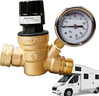 pressão água em latão,Água Rv | Redutor pressão água ajustável, ajuste do volante, filtro duplo, mangueira água latão Rv para campista Apujent