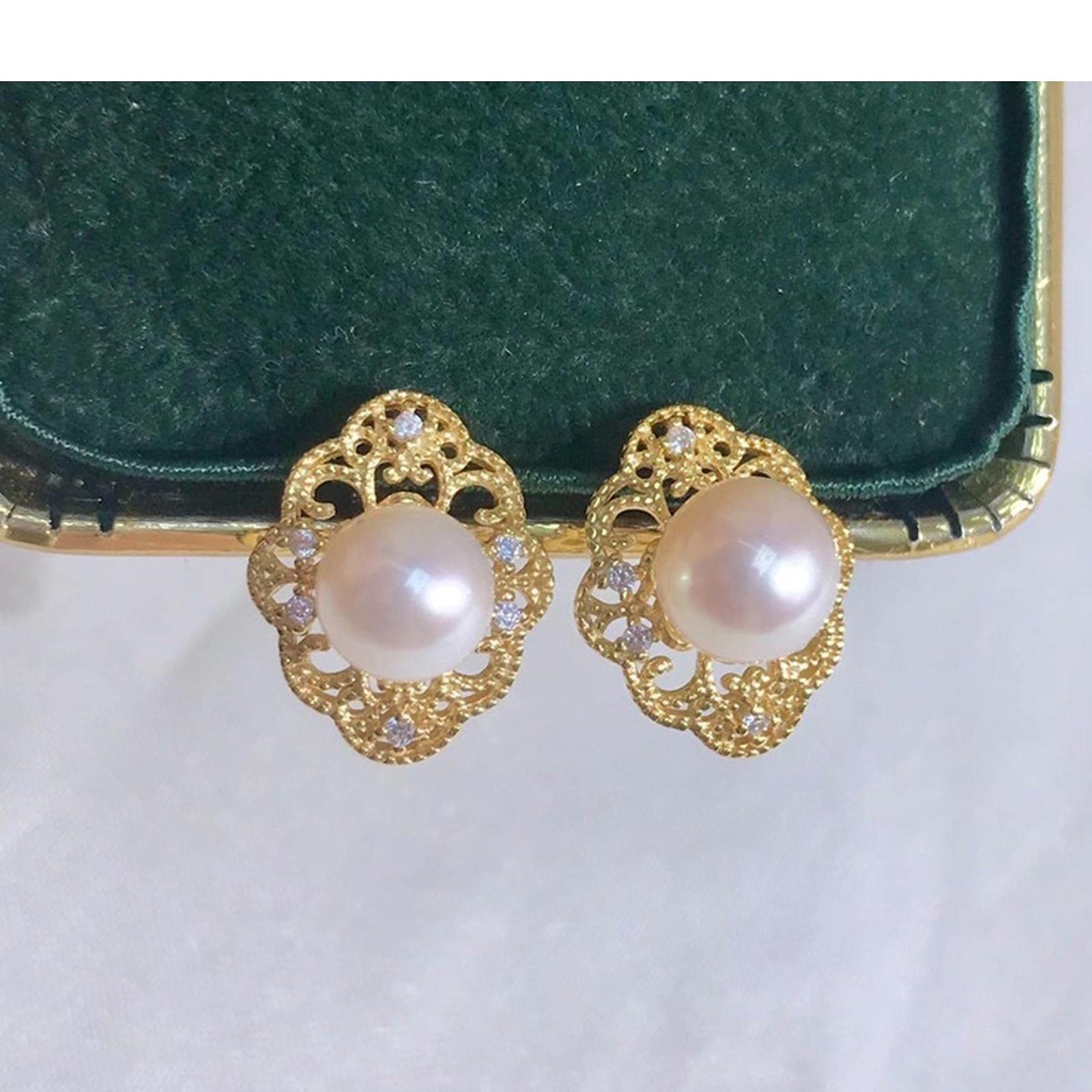 LOKILOKI Pendientes Redondos De Perlas De Agua Dulce Naturales De 7-8 Mm para Mujer Pendientes De Plata Esterlina 925 Joyería Nuevo