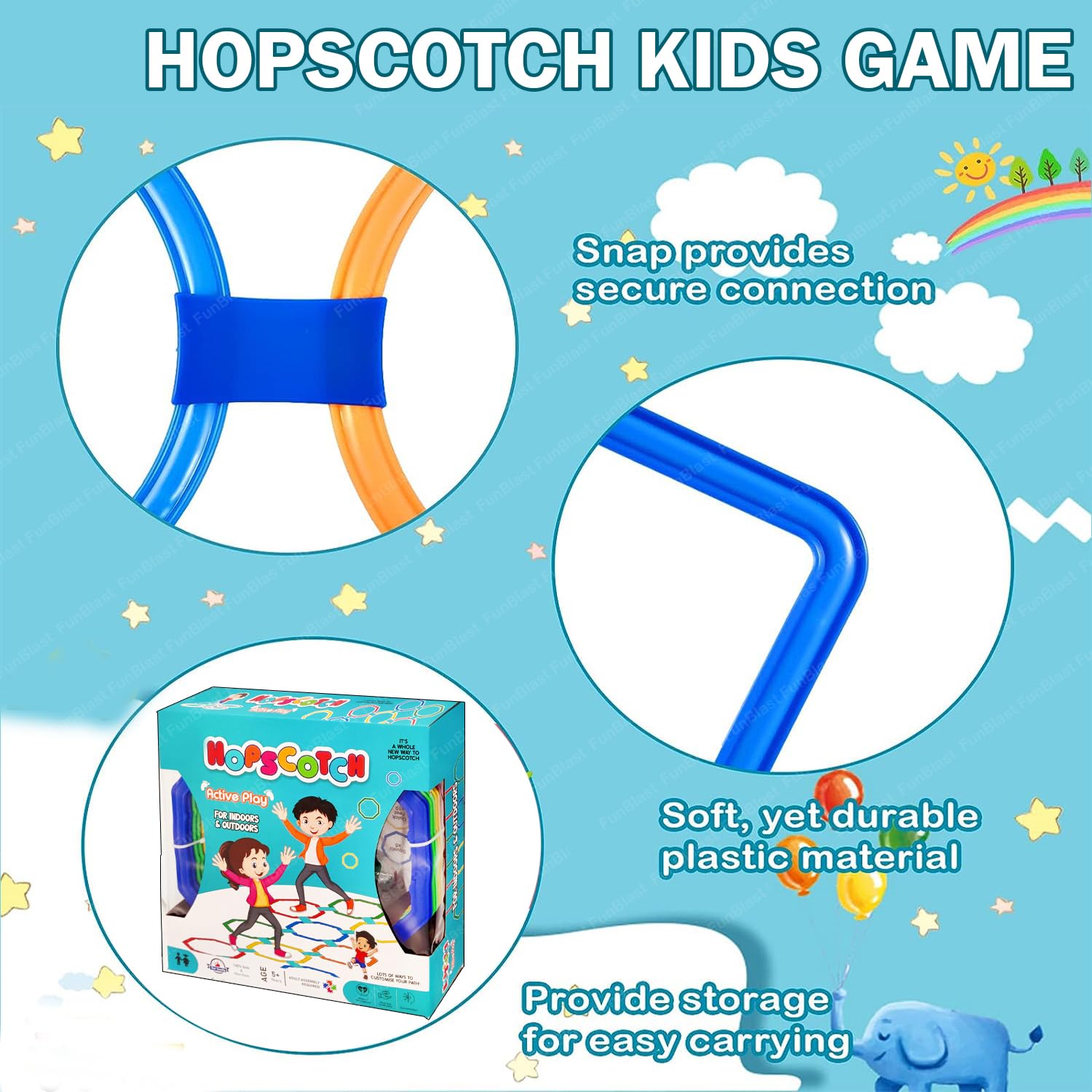 FunBlast Hopscotch Games for Girls, Active Indoor Rings Game for Kids – Kids Jumping Ring Game, Educational Colorful Rings for Kid, Indoor and Outdoor Games for Kid (Multicolor) - Image 7 thumbnail
