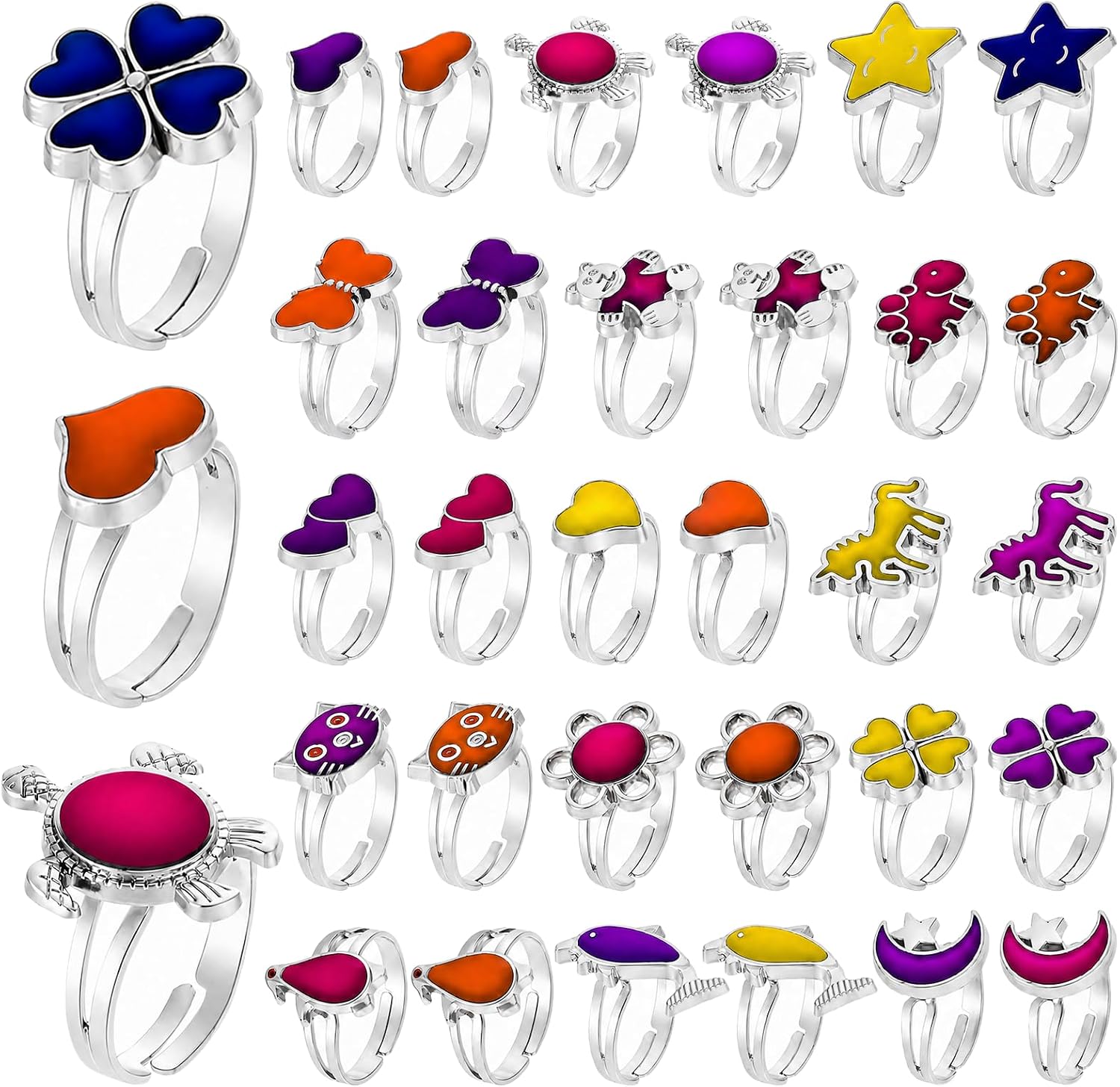 30 Pcs Mood Ring Adjustable Size Color Changing Mood Rings Gift Costume Props Birthday Party Favors