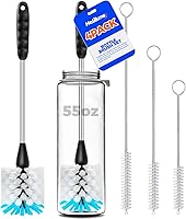 Vista 8 de Holikme Juego de limpiador de botellas de acero inoxidable de mango largo de 14 pulgadas, 3 cepillos limpiadores de pajillas, cepillo de limpieza