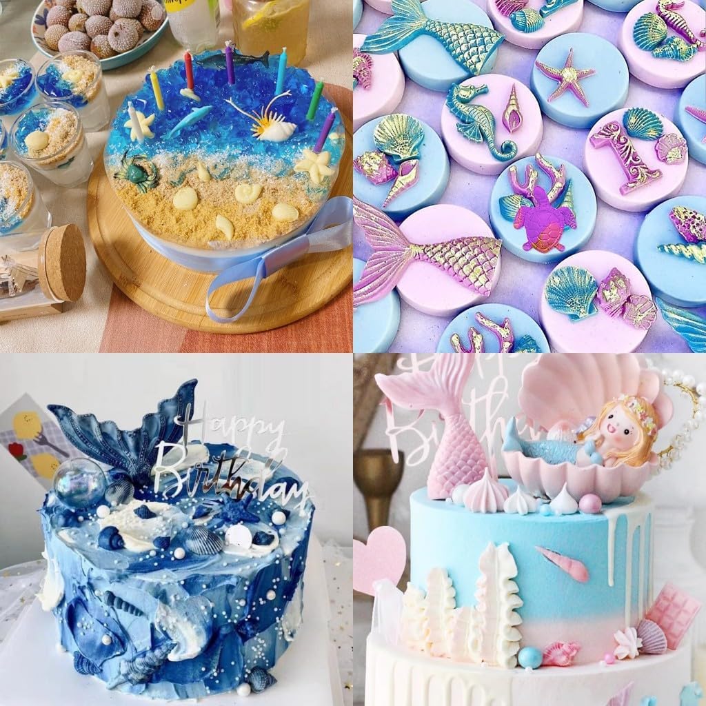 Marine Theme Cake Fondant Silicone Mold Seashell Sea Turtle Chocolate Molds 4PCS