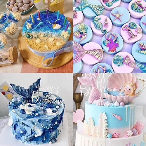 Miniatura 5 de Molde de silicona para tartas de sirena, sirena, concha, algas marinas, fondant de silicona coral para decoración de pasteles de chocolate,