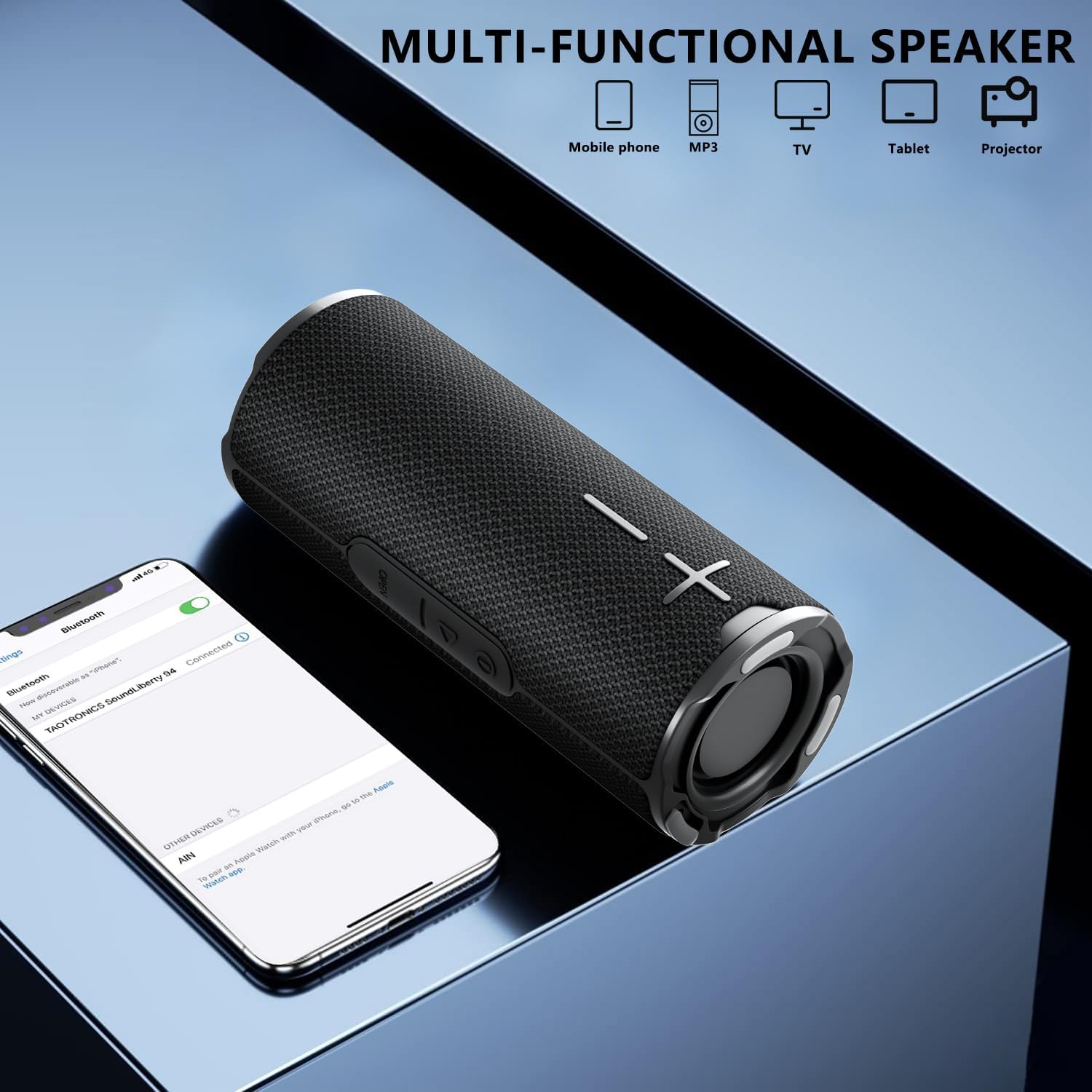 BYANDBY Bluetooth Speaker with IPX5 Waterproof 2 Portable, Long Playtime, Wireless Stereo Pairing, 12W Stereo Sound, BT 5.3, Bassup, Electronics for Home, Shower, Outdoors, Travel(Black) - Image 6