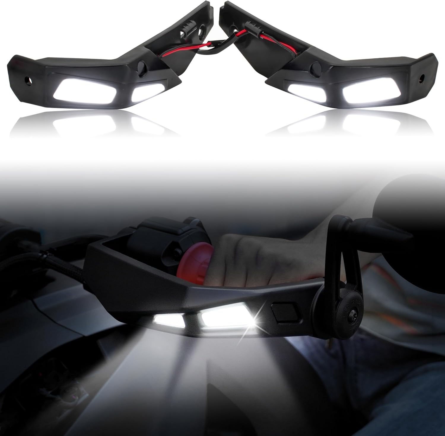 SAUTVS Handguards LED Lights for Can Am Ryker, Aluminum Hand Guards LED Lights Lamps Lighting Kit for Can-Am Ryker 600 900 Sport Rally All Models Accessories (2PCS, Replace #219400820)