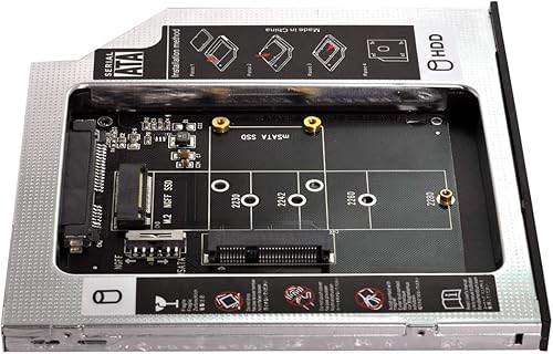 Miniatura 3 de NFHK MSATA NGFF BM-Key SSD a Slimline SATA 13Pin Caddy Case para 0.374 in Universal Laptop CDDVD-ROM Optical Bay