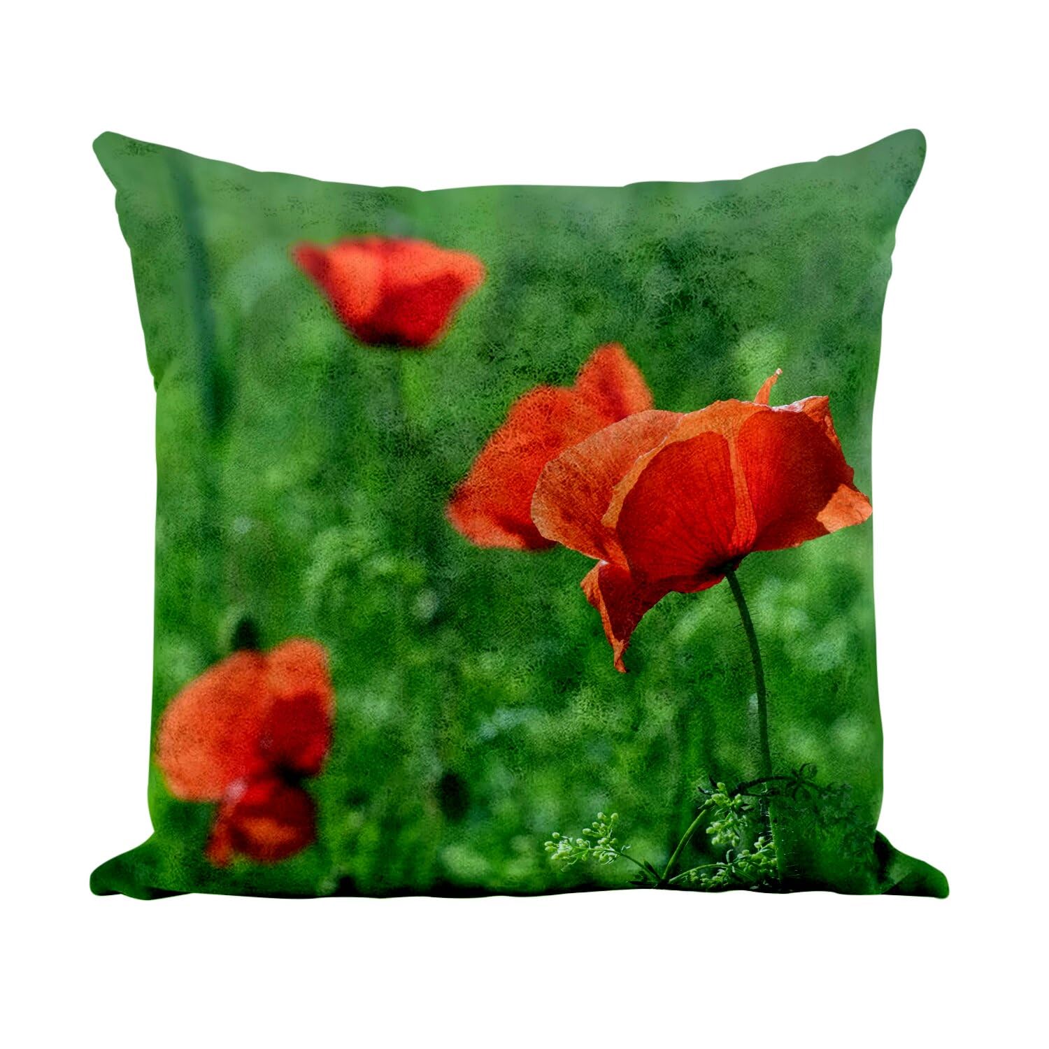 Coussin similicuir blanc résistant et lavable motif fleurs 40x40