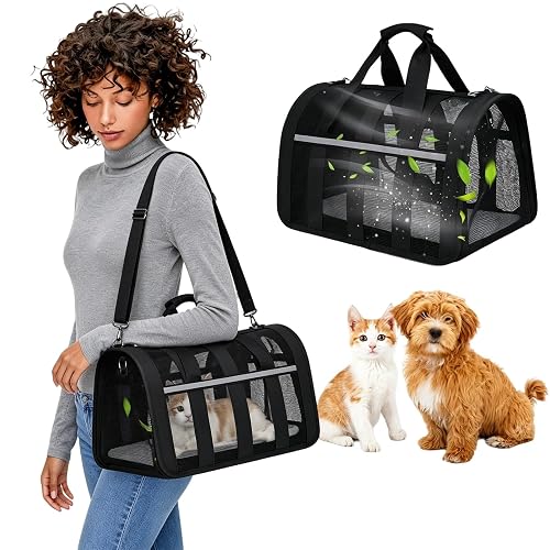 PETCUTE Transportín Gato Perro Transpirable,Bolsa de Transporte Plegable para Mascota con Colchón Suave…