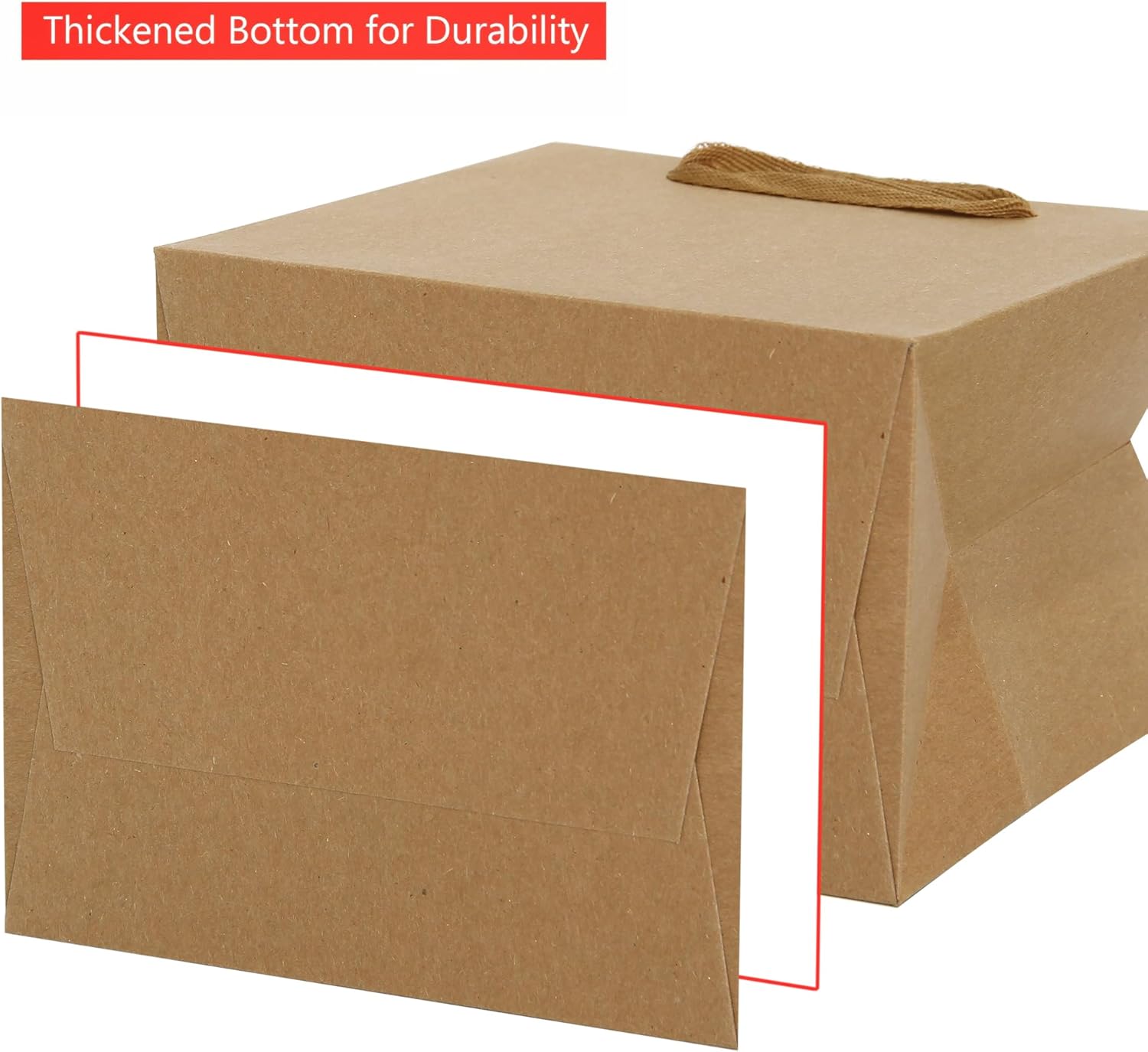 Kraft Paper Gift Bag 12 in Large Square Body Paper Bags with Handles for Wedding Baby Shower Birthday Party (Kraft Brown, 12 x 6 x 12 in, 10 CT)