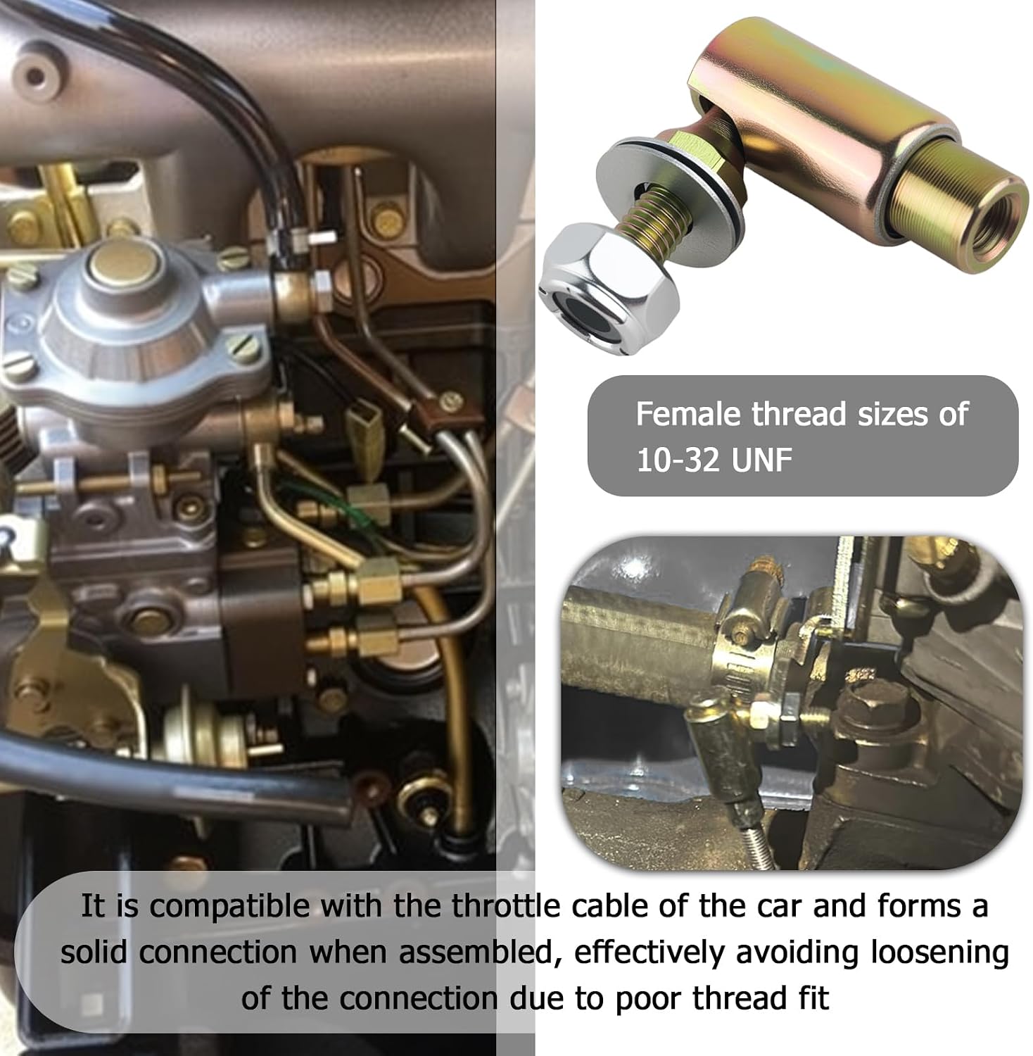 Car Quick Release Throttle Linkage Ball Joints,Sturdy Car Throttle Linkage Disconnect Joint 10-32 UNF Female Thread,Practical Cars Quick Release Throttles Ball Joint with Nut & Spacer