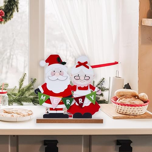 Miniatura 2 de Decoraciones de Navidad para el hogar Papá Noel y Doña Navidad Decoración de madera para interiores Letrero de Feliz Navidad rústico de granja para