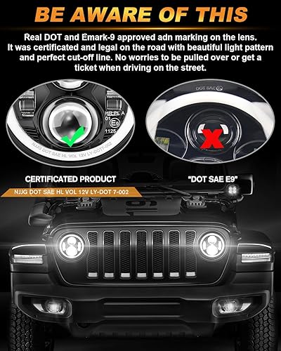 Miniatura 3 de MGLLIGHT Faros delanteros LED antideslumbrantes de 7 pulgadas redondos compatibles con Wrangler JK JKU TJ LJ DOT aprobado con señal de giro DRL