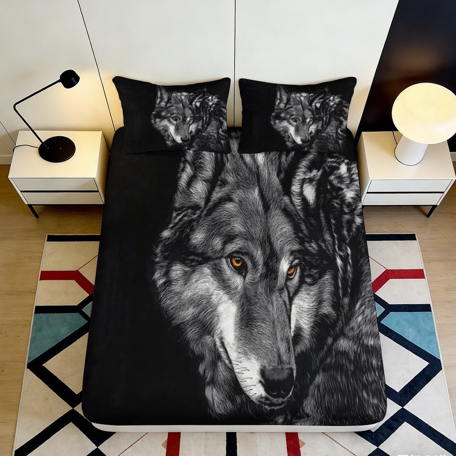 3D Printed Cartoon Monkey Fitted Sheet Microfiber Deep Pocket Non-Slip Bedroom Bedding Monkey Mattress Fitted Cover for Teens Adults 200x200x25cm
