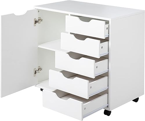 Miniatura 10 de Naomi Home Cajonera de almacenamiento para tocador de maquillaje, cómoda alta, cajón de maquillaje con ruedas, cajones de almacenamiento de armario