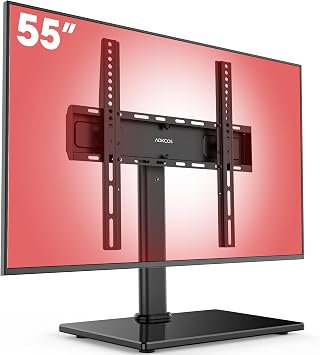 AOKCOS TV Stand Desk Stand Compatible with 2755 Inch Screens TV Stand Swivel Tilt Adjustable Height Load Capacity 40KG Wall Mount TTC1403AGB-JP