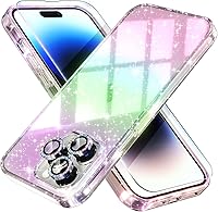 Vista 26 de Choiche, funda para iPhone 14 de mujer, brillante, protección de grado militar, 2 cubiertas de lentes de cámara Diamond, 2 protectores de vidrio