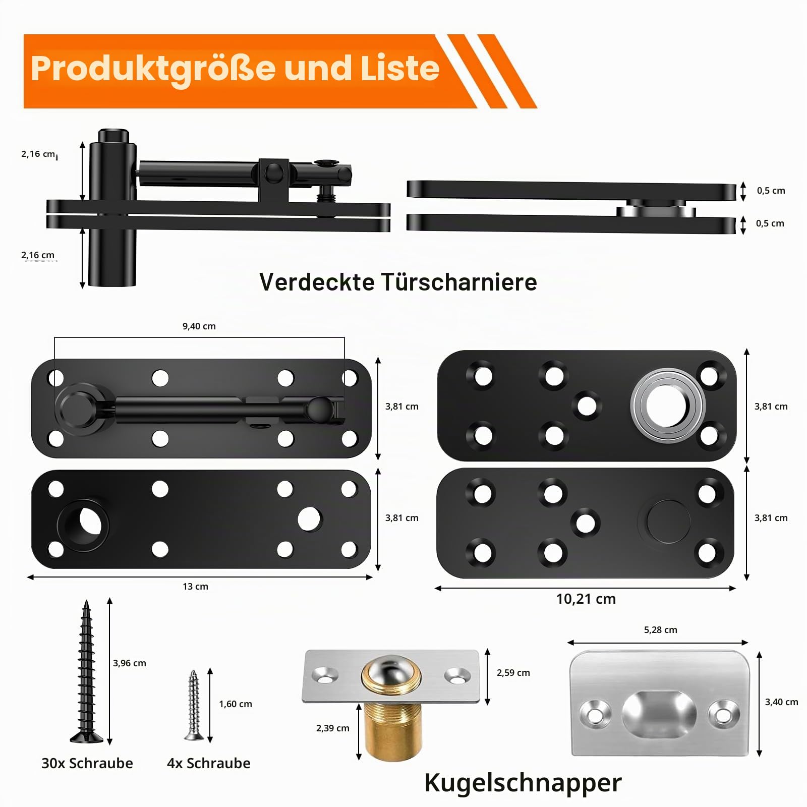 Verstecktes Drehscharnier, 258,5 kg belastbar, robuste Hardware für Bücherregal, Murphy-Tür-Set, 360 Grad drehbar, unsichtbare Scharniere für Geheimtür, Schwarz