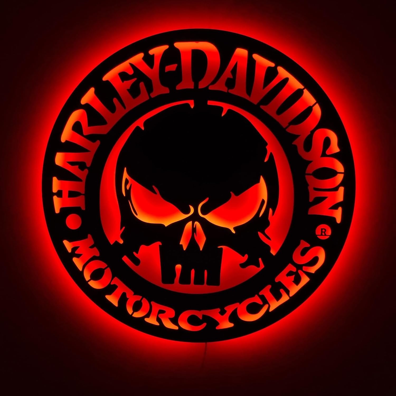 Motorcycle Metal Led Wall Sign (METAL), Tin Sign Led Illumination, Garage Sign, Mancave Decor, Gifts for men (Red, R: 36" / 90 cm)