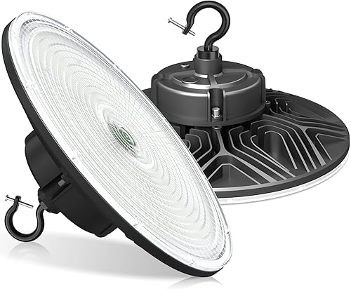 Luz LED UFO-LED de 150 W, con certificación UL y DLC, 5000 K, luz diurna 21000 lm, 0-10 V regulable LED de alta bahía, accesorio de iluminación