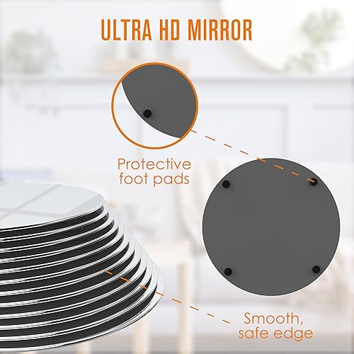 Miniatura 4 de Houseables Centros de mesa de espejo bandeja redonda paquete de 12 10 pulgadas vidrio para mesa de boda decoración de fiesta recepción tocador