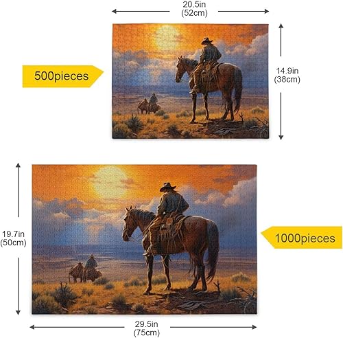 Miniatura 5 de Rompecabezas de caballo vaquero de 500 piezas para adultos, rompecabezas educativos de aprendizaje, juguetes familiares difíciles y desafiantes con