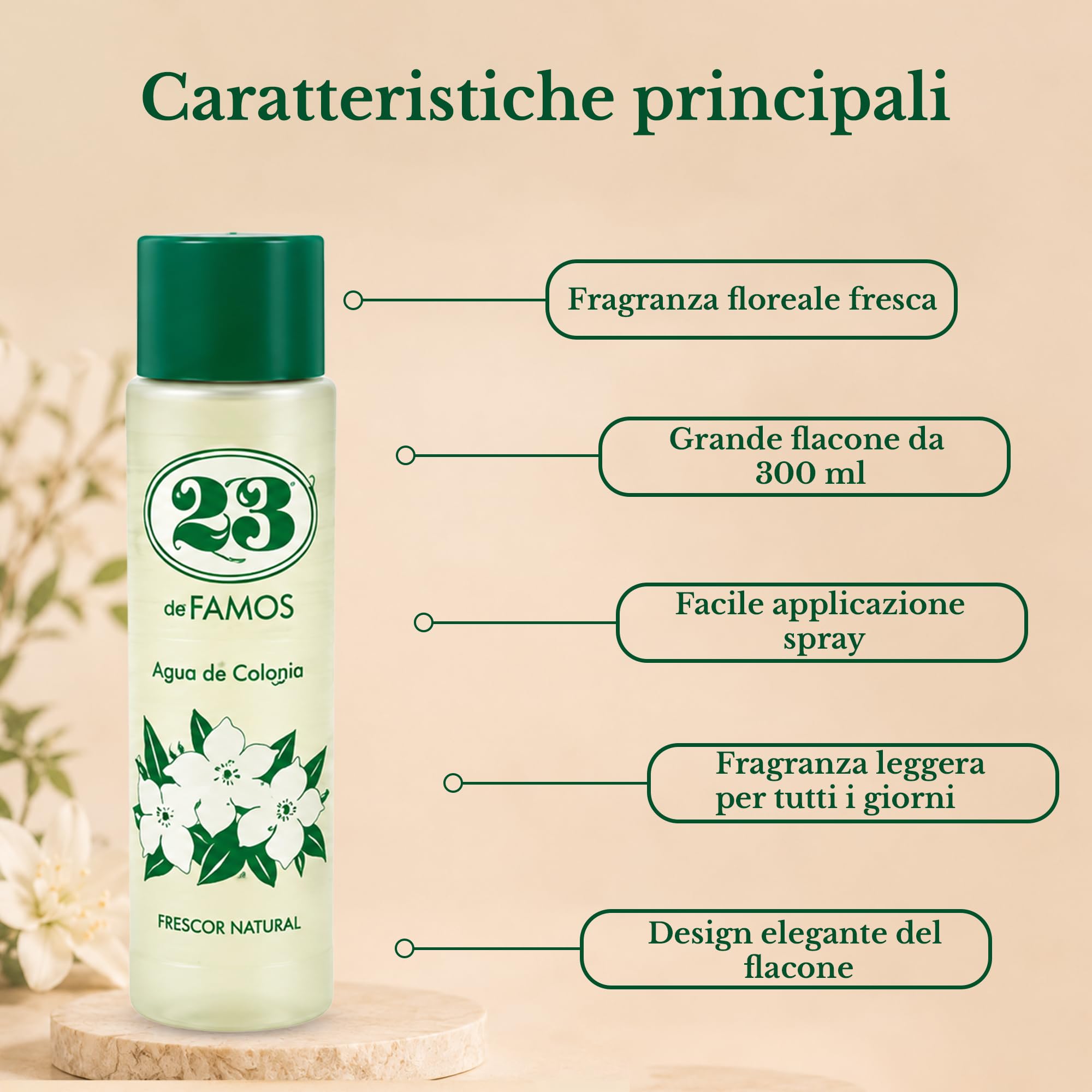 Famos Eau de Cologne 23, 300 ml – Eau de Cologne Unisex – Profumo Fresco ed Elegante – Spray Quotidiano – Collezione Spirituelle 23