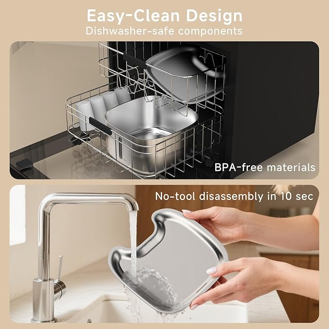 Fuente de Agua para Gatos Acero Inoxidable, 3.5L Automática Recargable miniatura 2