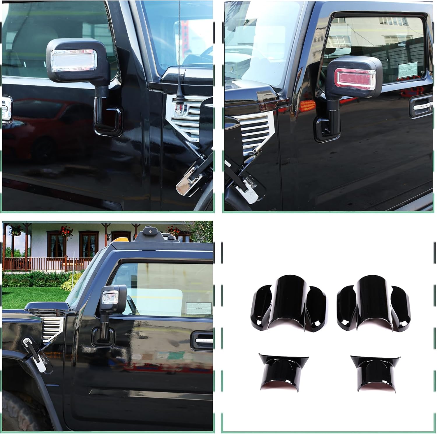Fit for Hummer H2 2003-2002 ABS Front Door Side Rearview Mirror Cover Rear View Base Trim,Rearview Side Mirror Decoration Trim Cover Accessories (Black)