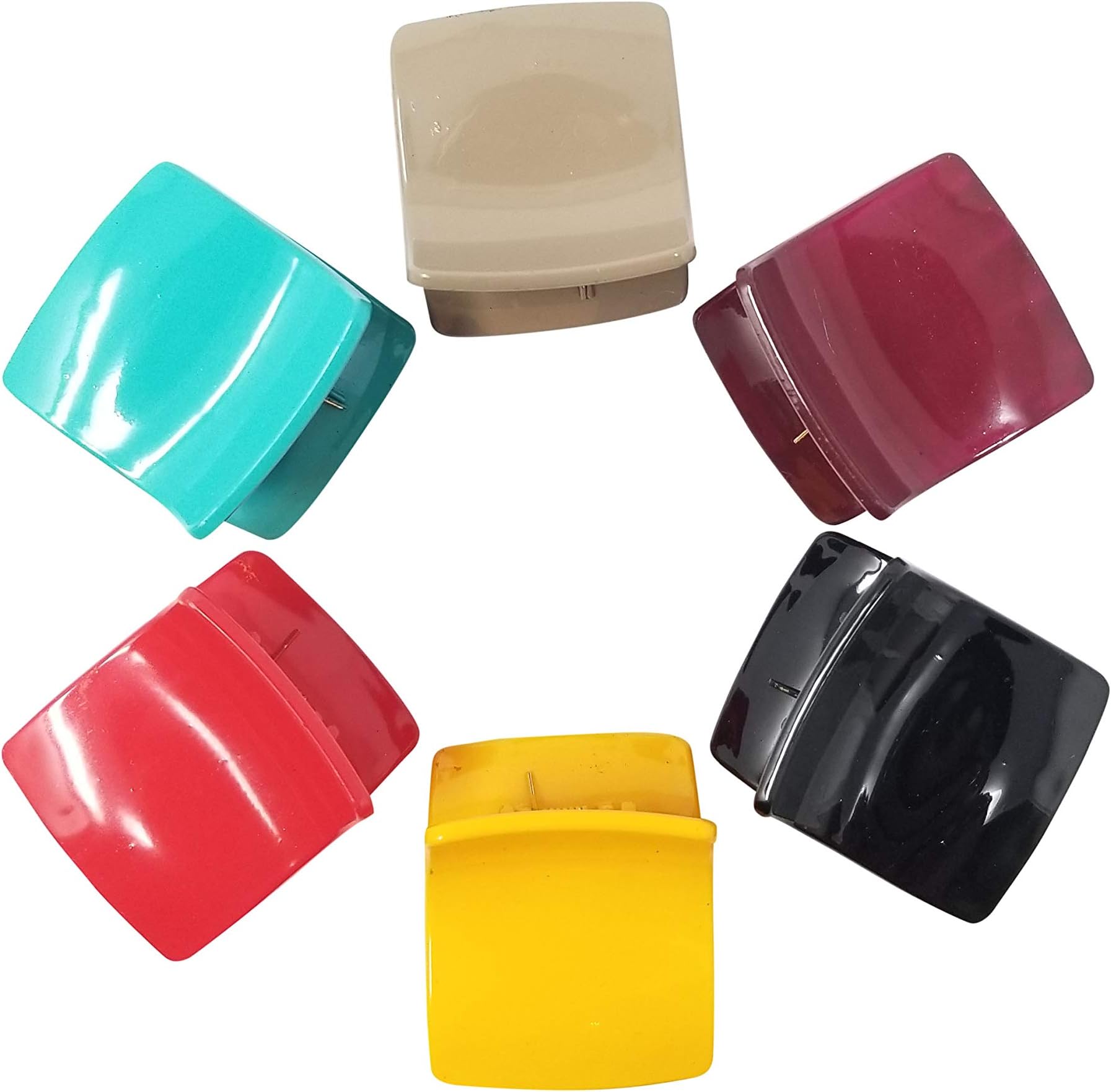 EVOGIRL Multicolour Plastic Square Shape Small No Slip Grip Butterfly Hair Claw Clip for Women and Girls