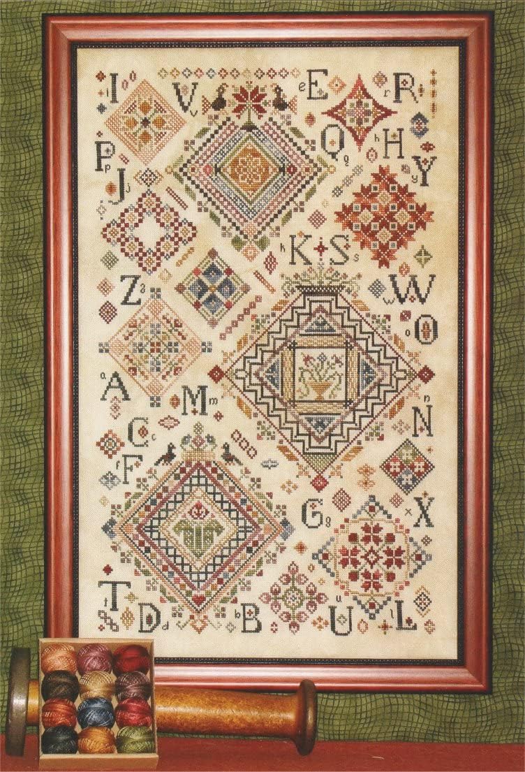 Rosewood Manor S-1184B Quaker Diamonds Chart by Karen Kluba & Valdani Thread Pack