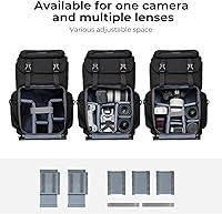 Vista 2 de K&F CONCEPT Camera Backpack, Hard Shell Camera Bag, Large Capacity Photography Backpack with 15.6" Laptop Compartment & Tripod Holder & Rain Cover