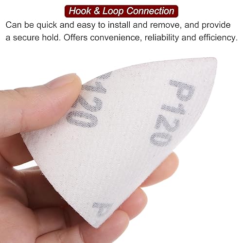 Vista 15 de HARFINGTON 60 piezas de lija triangulares de gancho y bucle 320/400/600/800/1000/1200 granos de 3-1/8 pulgadas, almohadillas de lijado de óxido