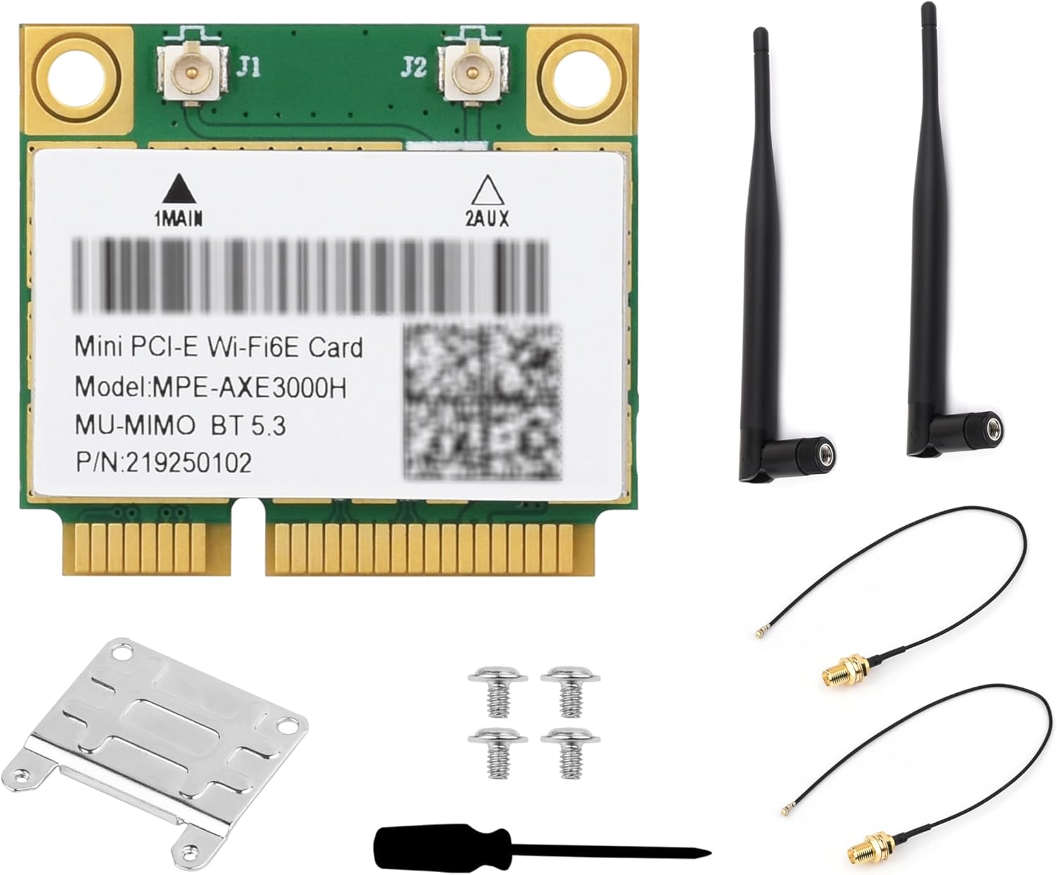 Wi-Fi 6 Wireless MINIPCIE AX210 NIC, Supports 2.4G / 5GHz / 6GHz Gigabit Tri-Band Wi-Fi 6E, 802.11AX Standard, Bluetooth 5.3, MU-MIMO Wireless Technology, Support Linux, Windows 10/11, etc.(6 Items)
