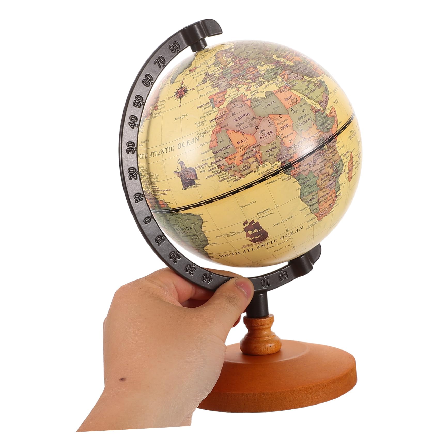 Vintage-weltkugel Für Den Schreibtisch: Elegante -skulptur Als Dekoration Mit Ständer Für Zuhause Oder Büro – Geographie-lernhilfe Für Die Schule
