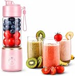 Portable Blender Personal Juicer for Shakes and Smoothies,Portable Blender Cup,Small Blenders,Mixing,Compact,6 Stainless Steel Blades, Ideal for Travel & Gym (white)