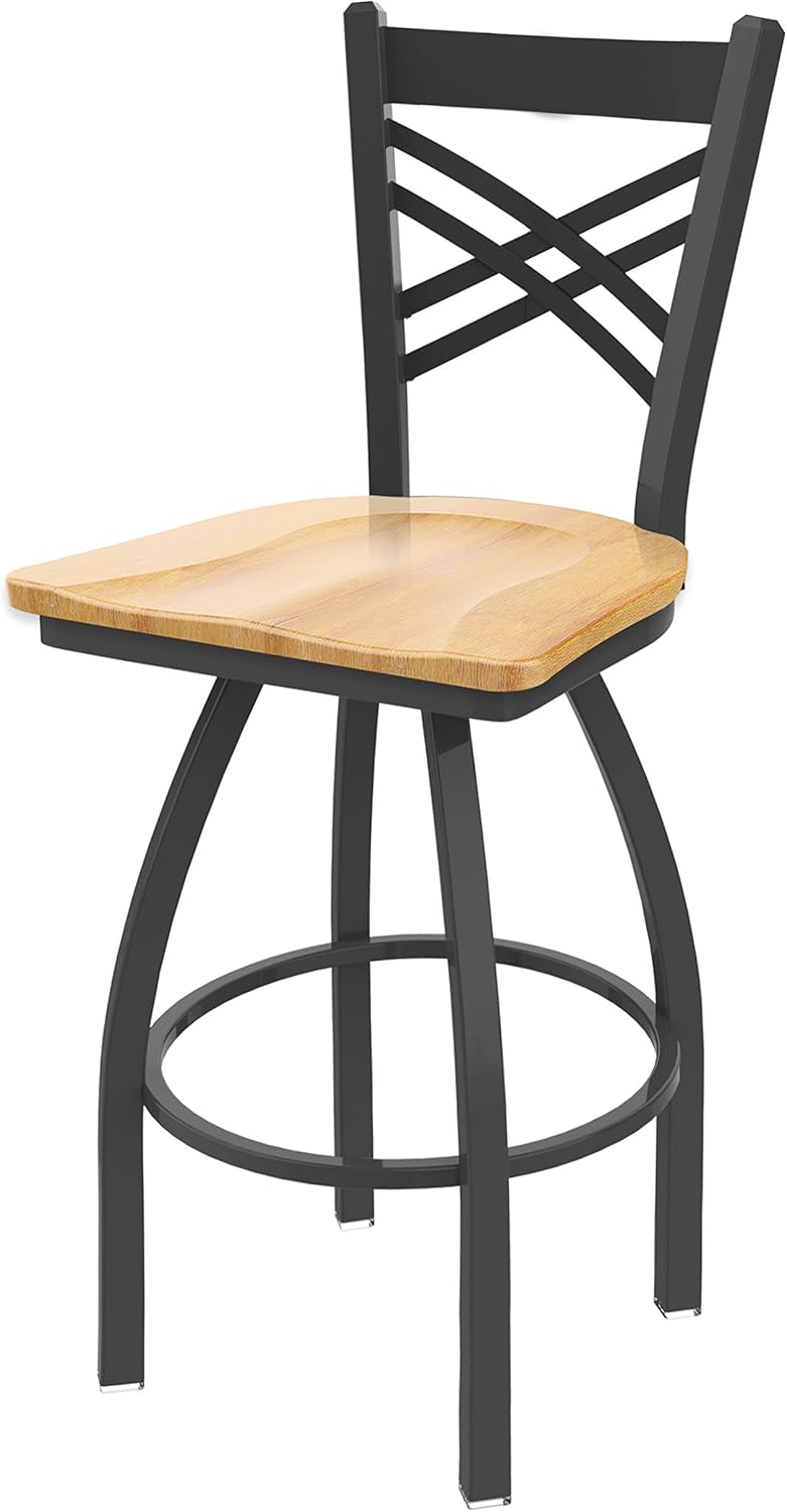 HBS 820 Catalina 25" Swivel Counter Stool with Pewter Finish and Graph Coal Seat