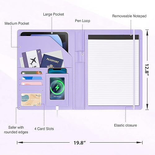 Vista 48 de Ospelelf Folio portapapeles con bloc de notas y bolsillo de cuero para almacenamiento de portapapeles para mujeres Tarotcards negras