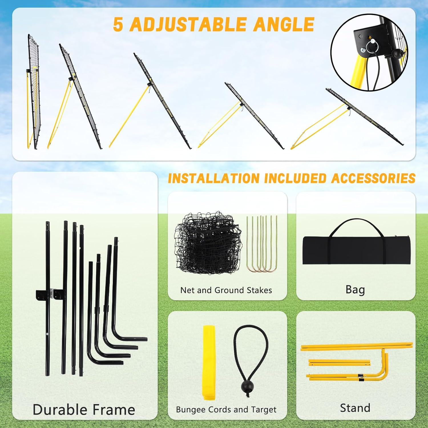 3 Pack Volleyball Rebounder Net 7x4 ft Bounce Back Training Equipment and Volleyball Training Equipment Aid Adjustable Practice and Recreational for Beginners - Image 3