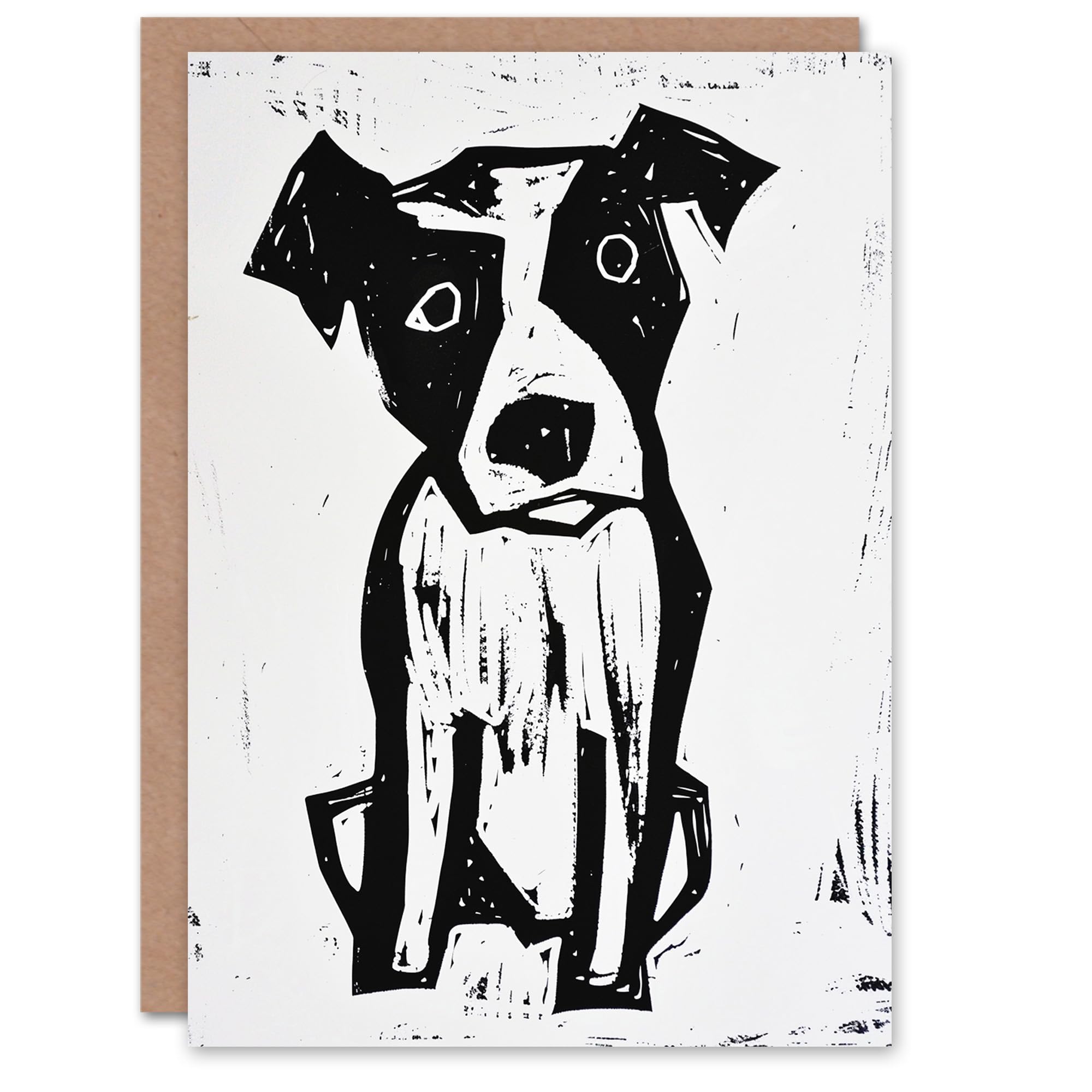 Artery8 Dog Lover Abstract Black White Terrier Blank For Him Or Her Art Birthday Card