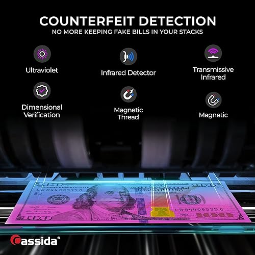 Vista 5 de Cassida 5520 UV/MG - USA Money Counter with ValuCount, UV/MG/IR Counterfeit Detection, Add and Batch Modes - Large LCD Display & Fast Counting Speed