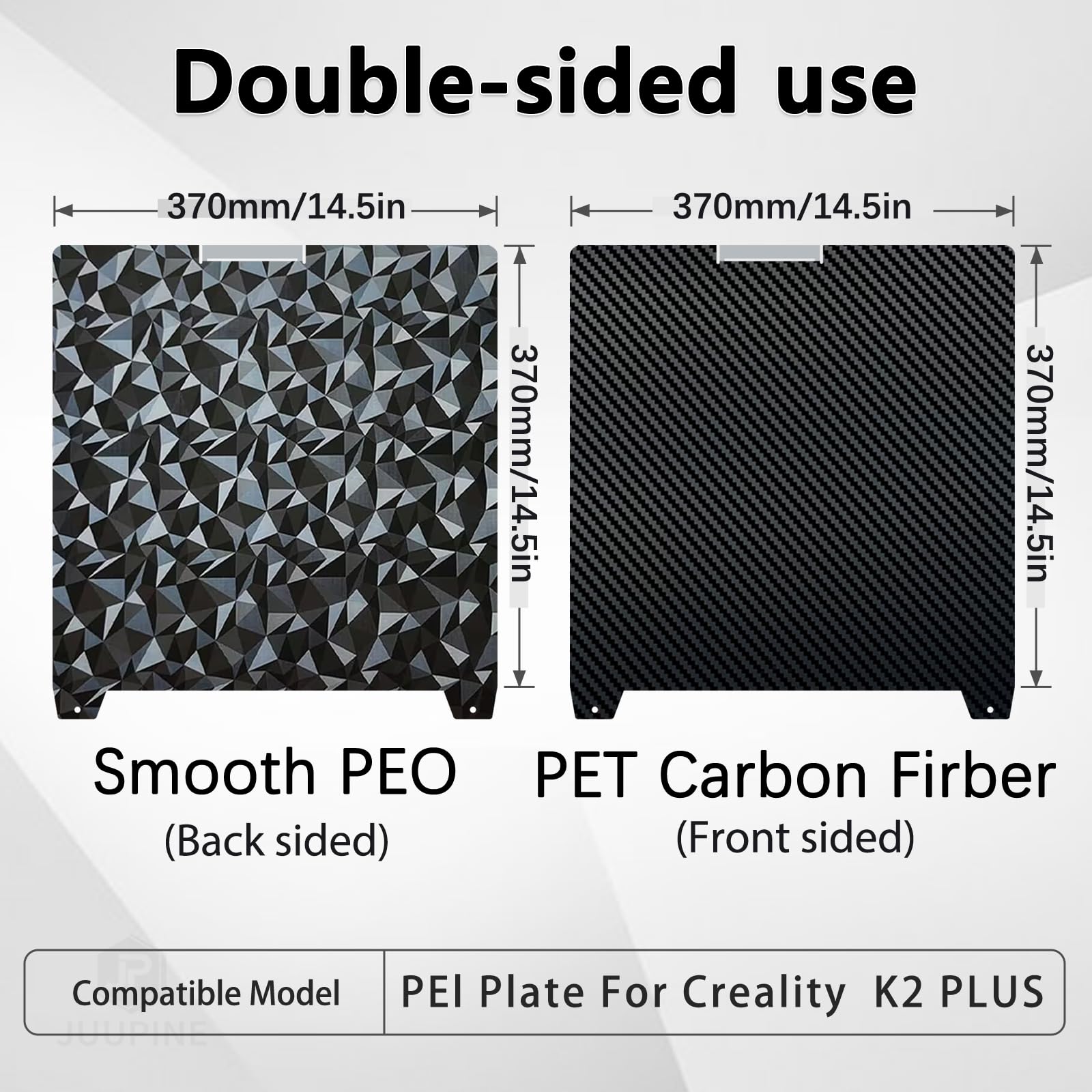 Pour plaque de construction Creality K2 Plus, 370 x 370 mm, lit imprimé PEO-PET texturé, magnétique, flexible et lisse, acier à ressort amovible, imprimante 3D