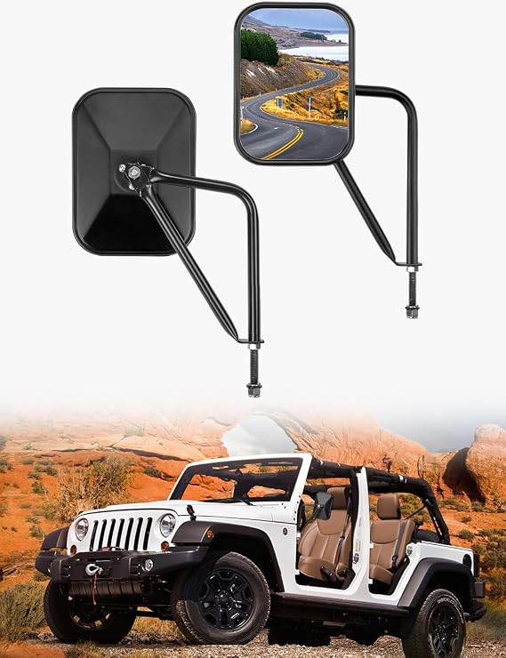 JOYTUTUS Mirrors Doors Off Compatible with 1987-2026 Wrangler YJ TJ JK JKU JL JLU Gladiator JT, Anti-shake Wide Vision Mirrors Easier Install Door Hinge Mirror, Doorless Side Mirror