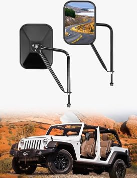 JOYTUTUS Mirrors Doors Off Compatible with 1987-2026 Wrangler YJ TJ JK JKU JL JLU Gladiator JT, Anti-shake Wide Vision Mirrors Easier Install Door Hinge Mirror, Doorless Side Mirror