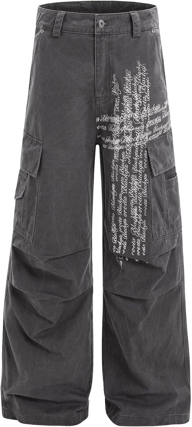 Women's Cargo Pants French Street Style Couple Vintage Pleated Casual Work Pants for Women