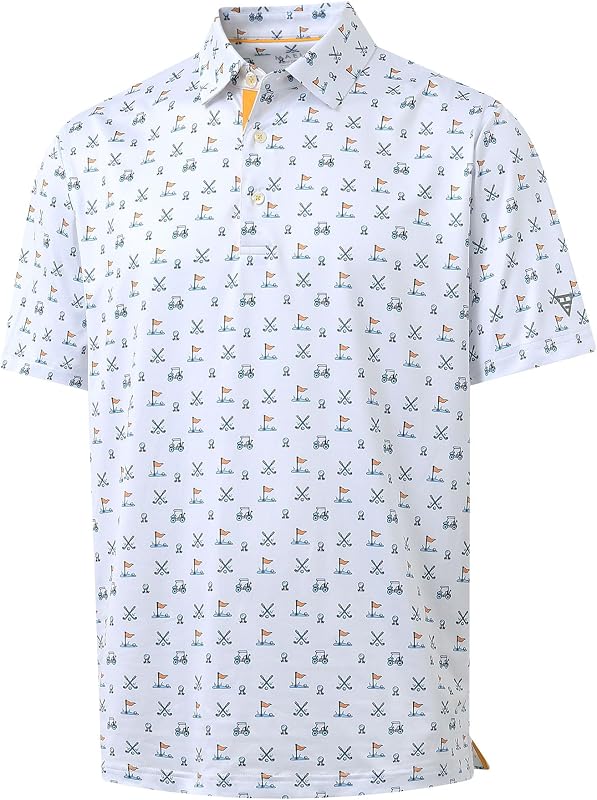 Boys Polo Shirt Short Sleeve Performance Dry Fit Stretch Funny Print Active Casual Collared Golf Shirts for Boy