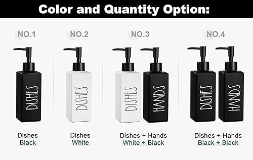 Miniatura 7 de Dispensador de jabón para platos, dispensador de jabón negro mate para cocina, dispensador de platos de vidrio con bomba, dispensador de botellas de