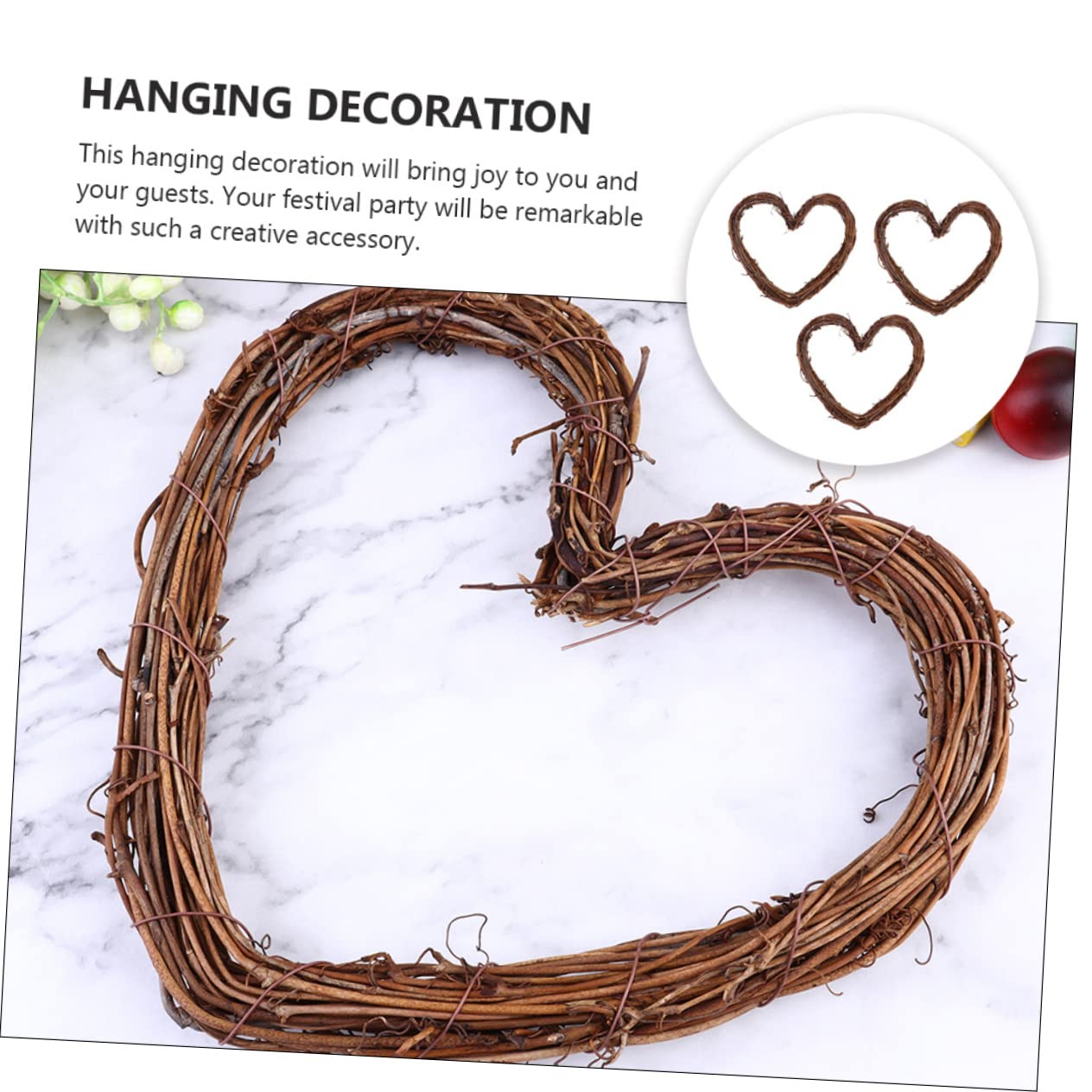 Cabilock Ghirlanda Cuore 4 Set Ghirlanda Di Cuori Acchiappasogni Natalizio Di Pino Gonne Degli Alberi Luci Decorative Decorazioni Di a Cuore Natale Brown Rattan 3 Pezzi * 4