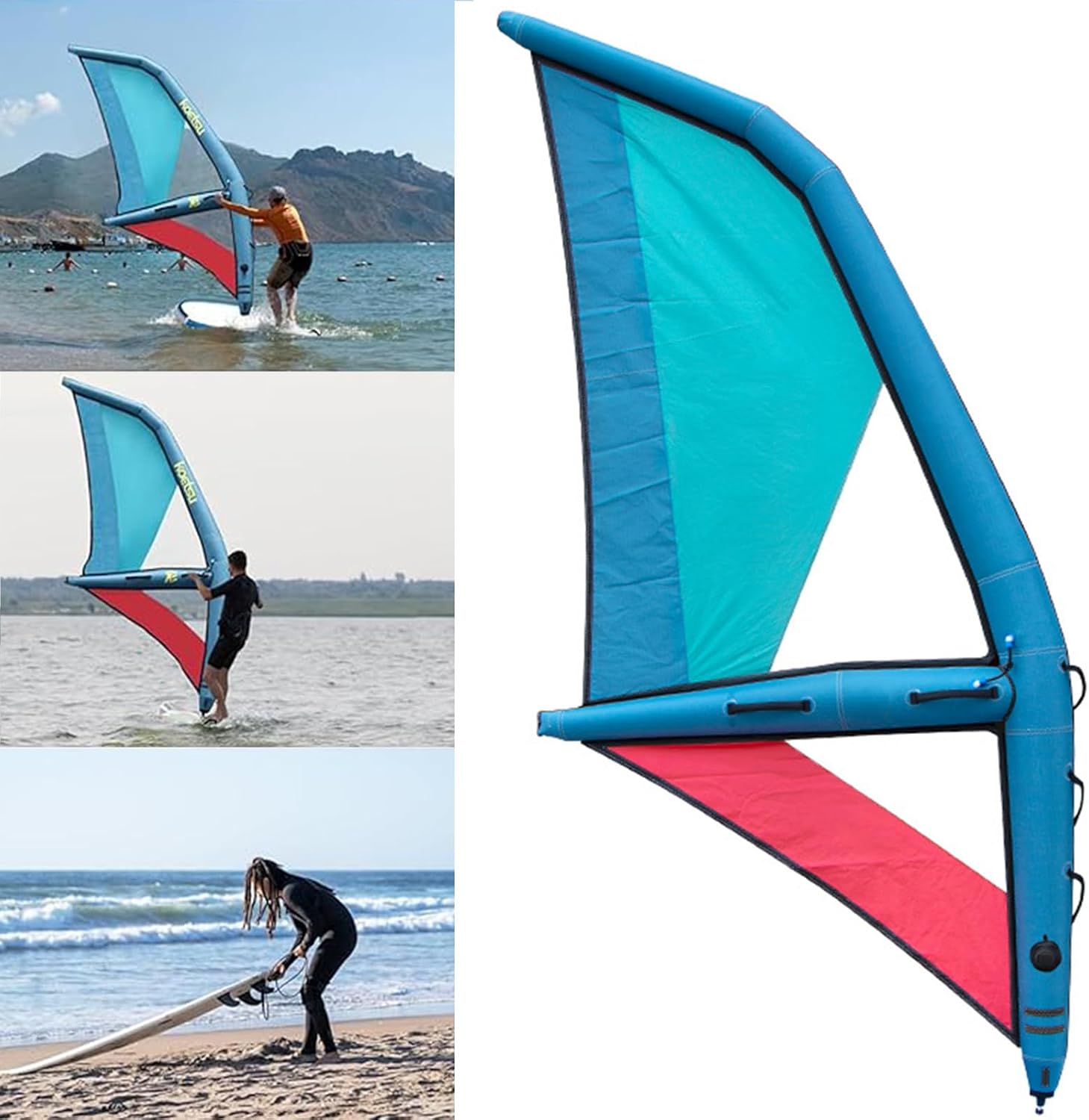 Inflatable Sail Professional, Portable Windsurf Sail for Adults, Oxford Cloth + PVC Inflatable Wing with Pump, 360° Rotatable Base & Visualization Window, for Surfing & Water Play