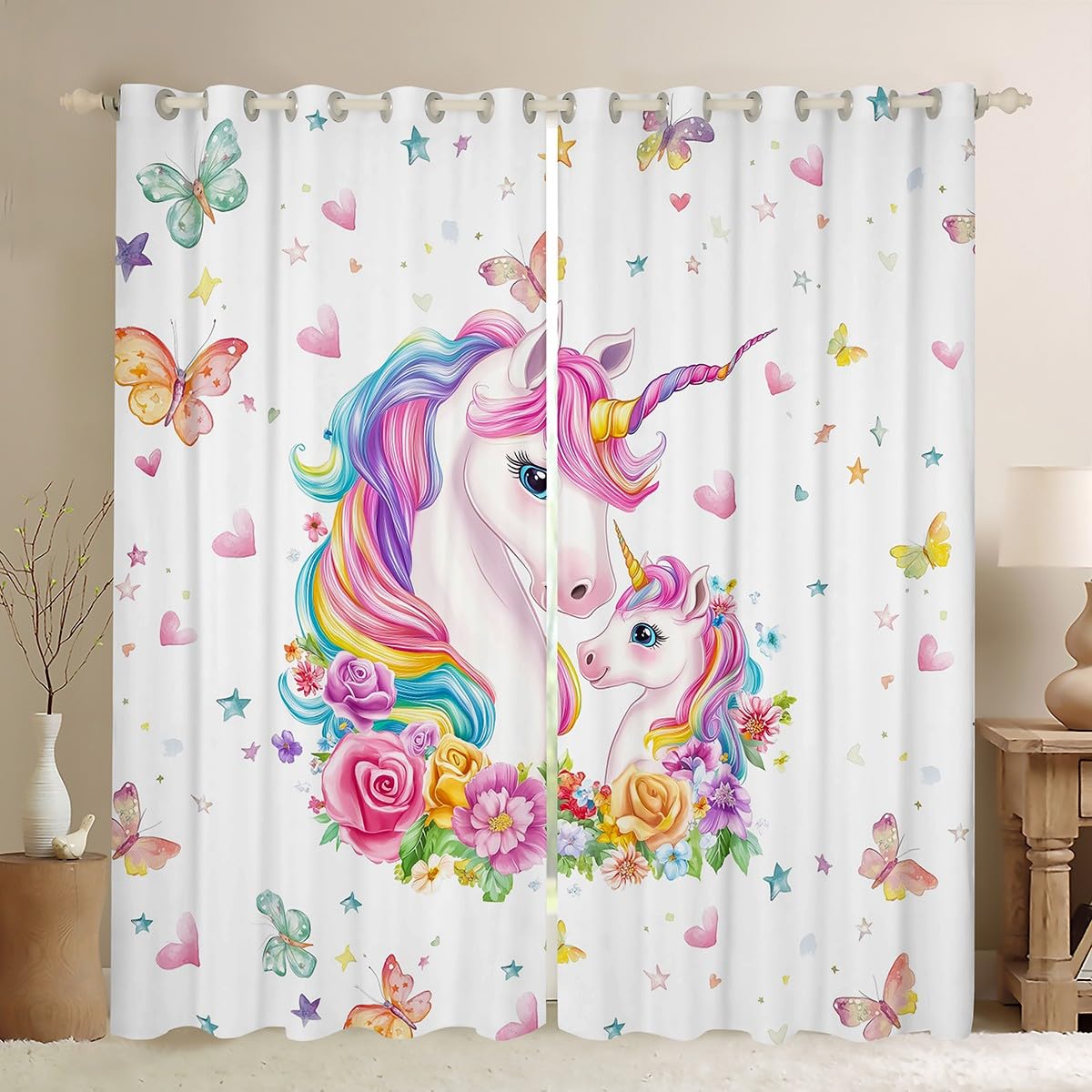 Rideaux occultants licorne Homemissing tamisant la lumière pour enfant