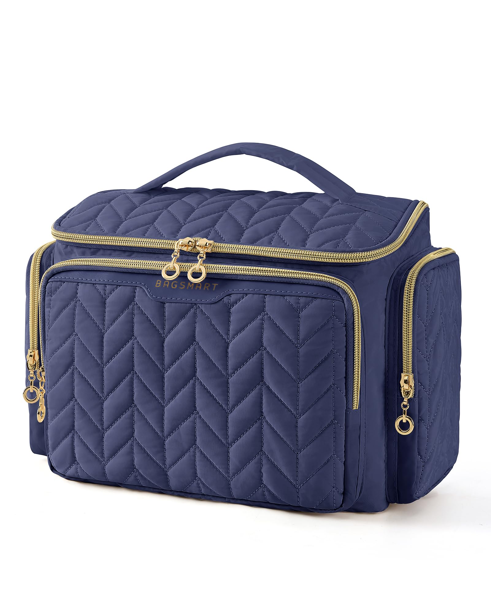 BAGSMART Beauty case da viaggio, grande borsa da viaggio ampia per articoli da toeletta, cosmetici, borsa da viaggio con manico